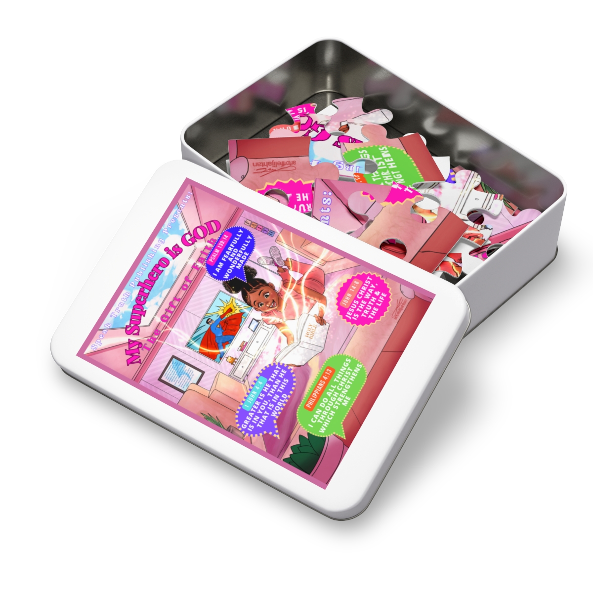 Speak Truth Publishing Presents: My Superhero is God, The Gift of Faith Jigsaw Puzzle (30 or 110 Piece) - Image 4